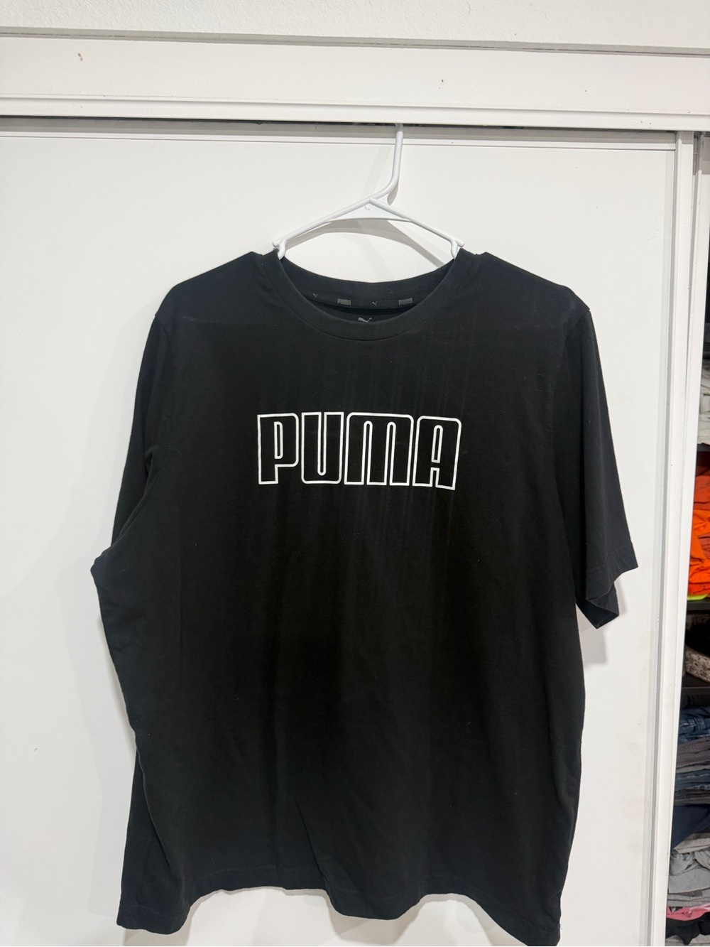 Puma Black Crewneck T-Shirt with White Outline Logo